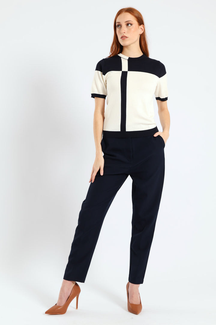 Extended Tab Slim Leg Pant - Navy