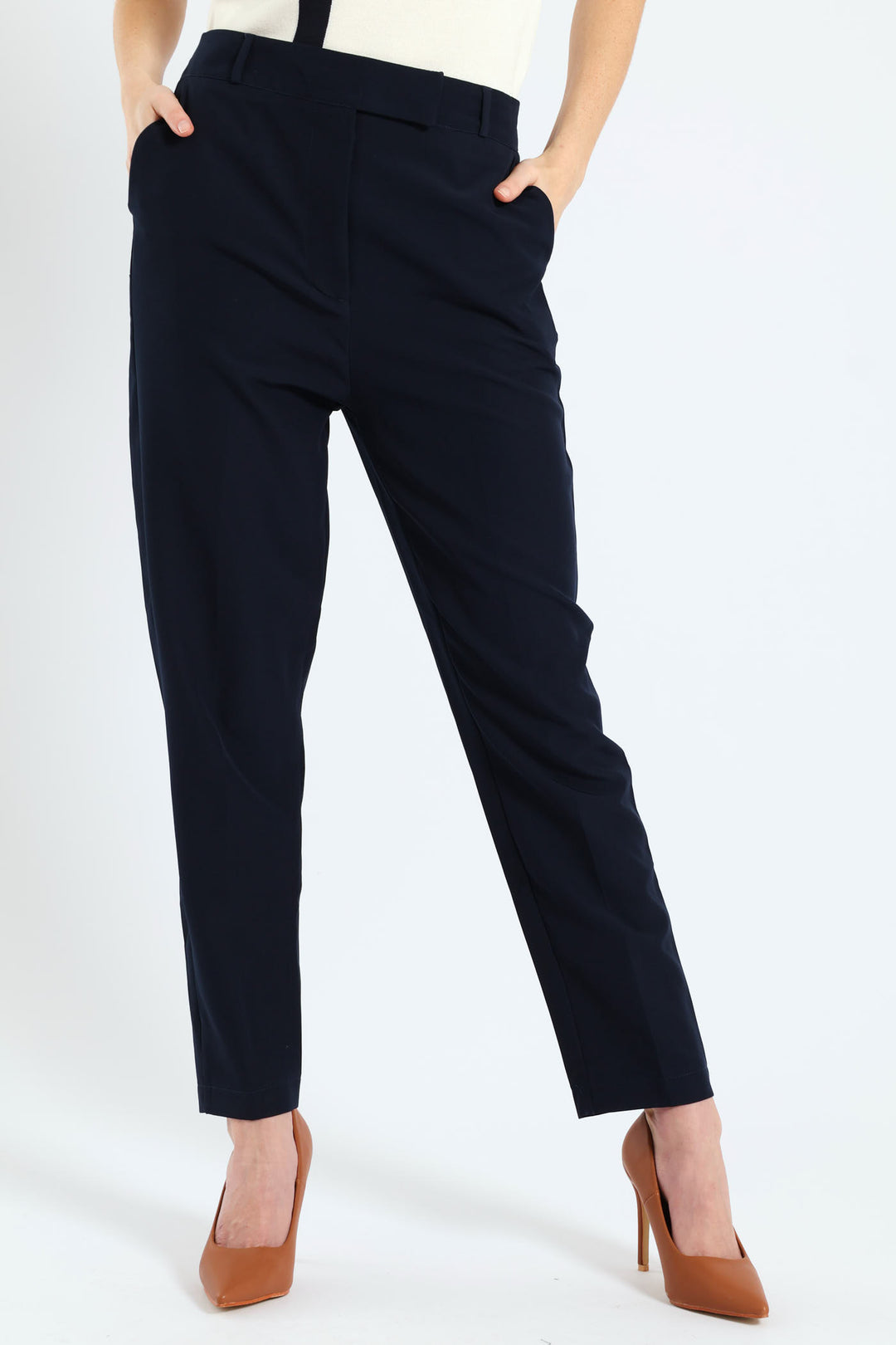 Extended Tab Slim Leg Pant - Navy