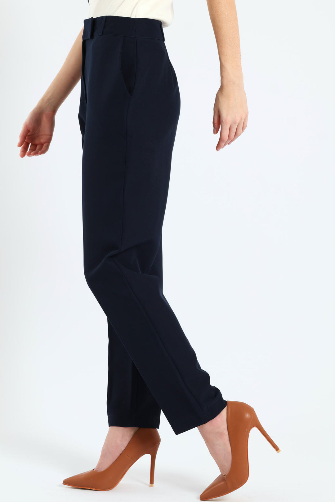 Extended Tab Slim Leg Pant - Navy