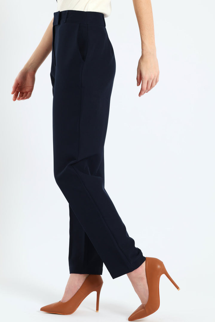 Extended Tab Slim Leg Pant - Navy