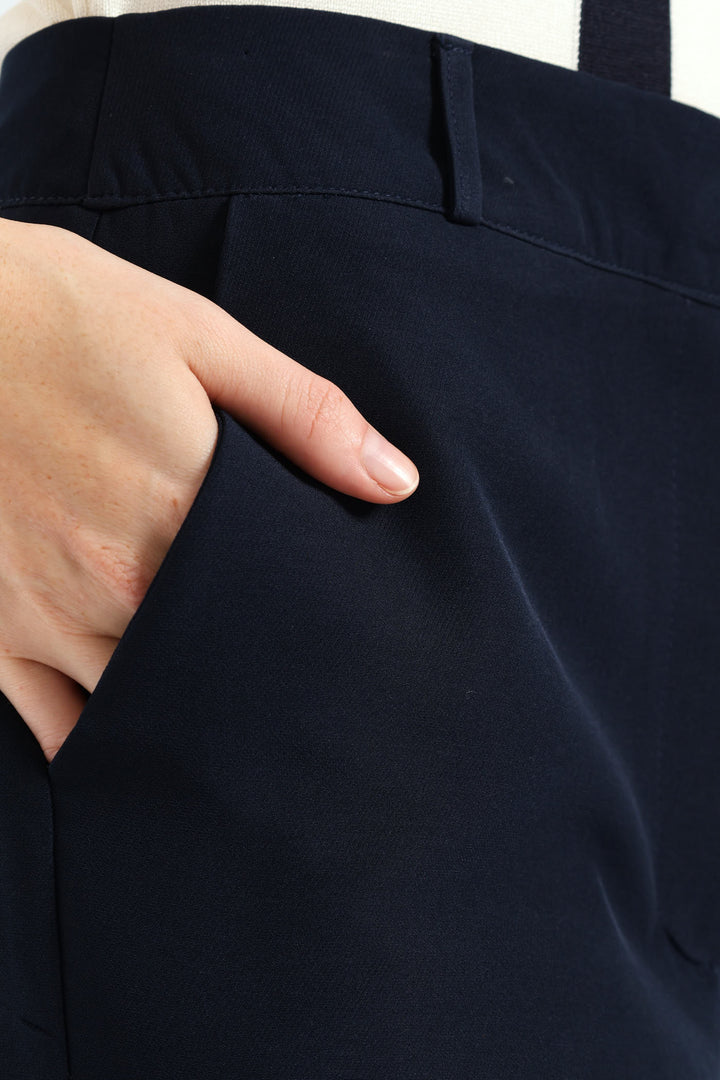 Extended Tab Slim Leg Pant - Navy