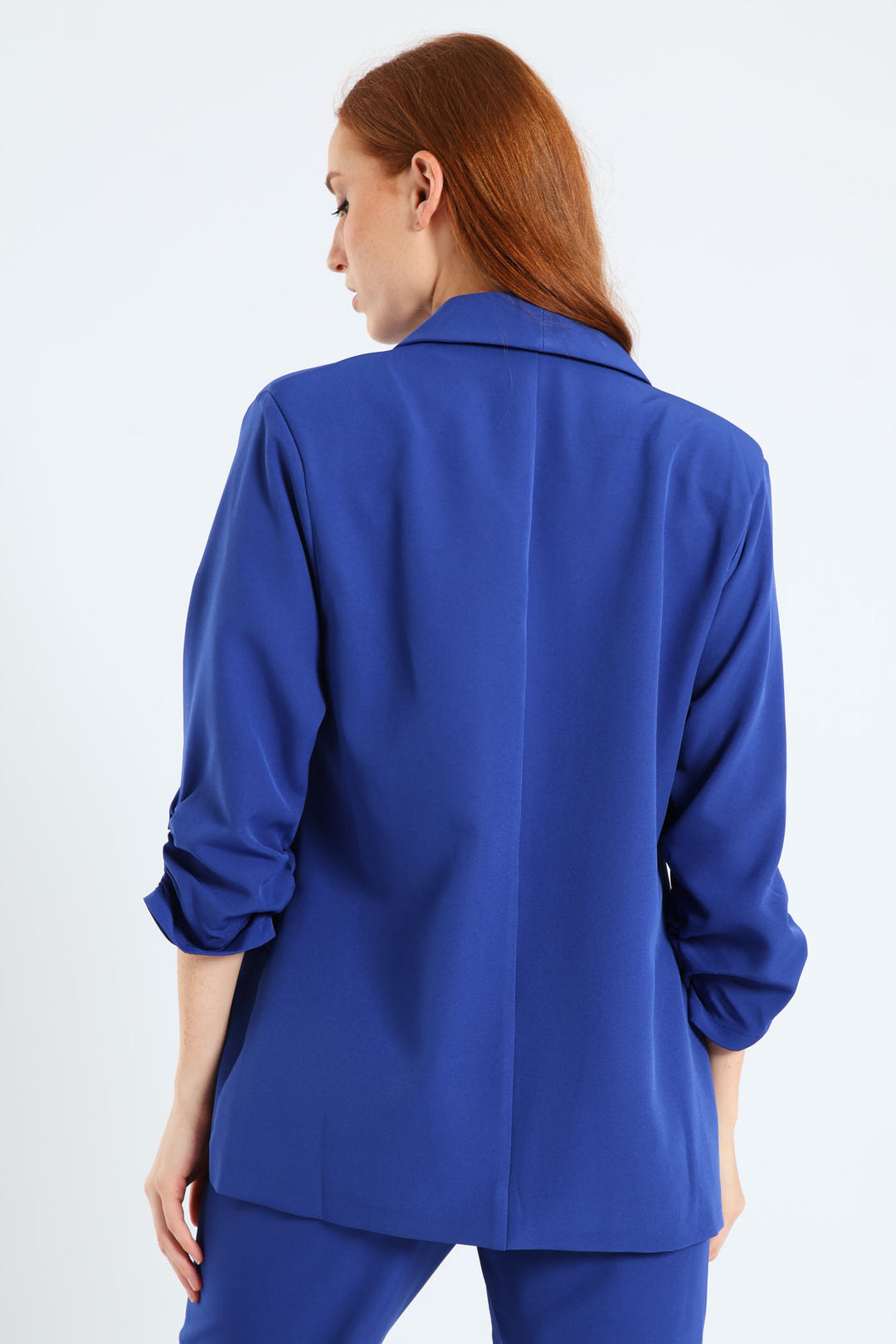 Gauged Sleeve Blazer - Cobalt