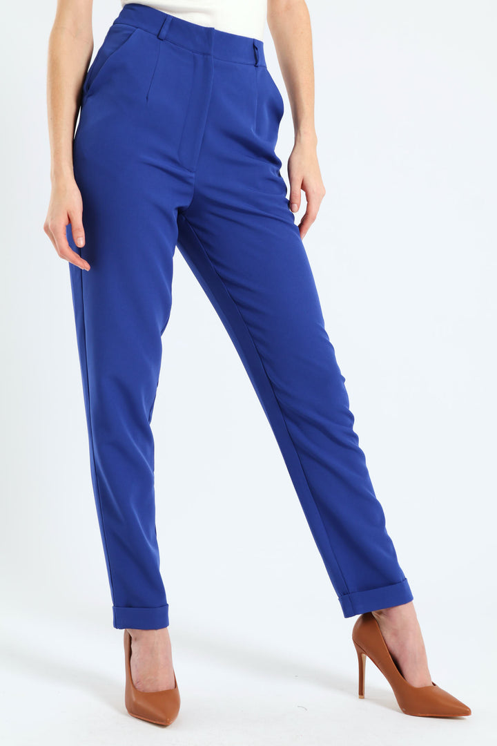 Turn Up Hem Tapered Leg Pant - Cobalt