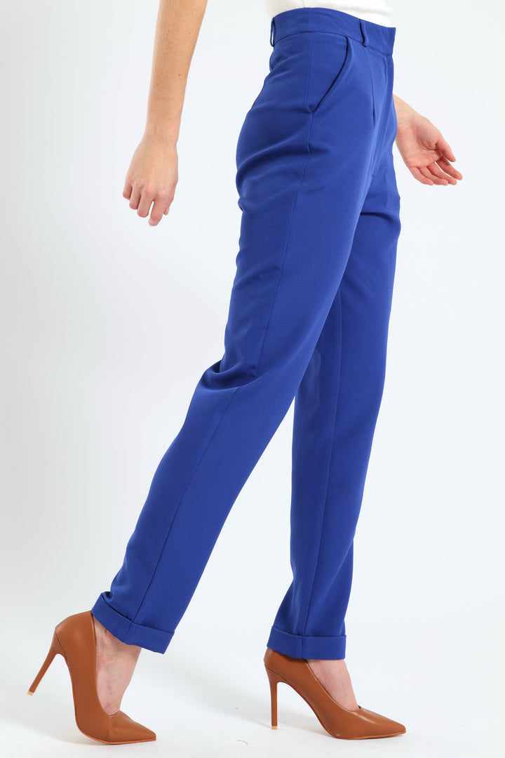 Turn Up Hem Tapered Leg Pant - Cobalt