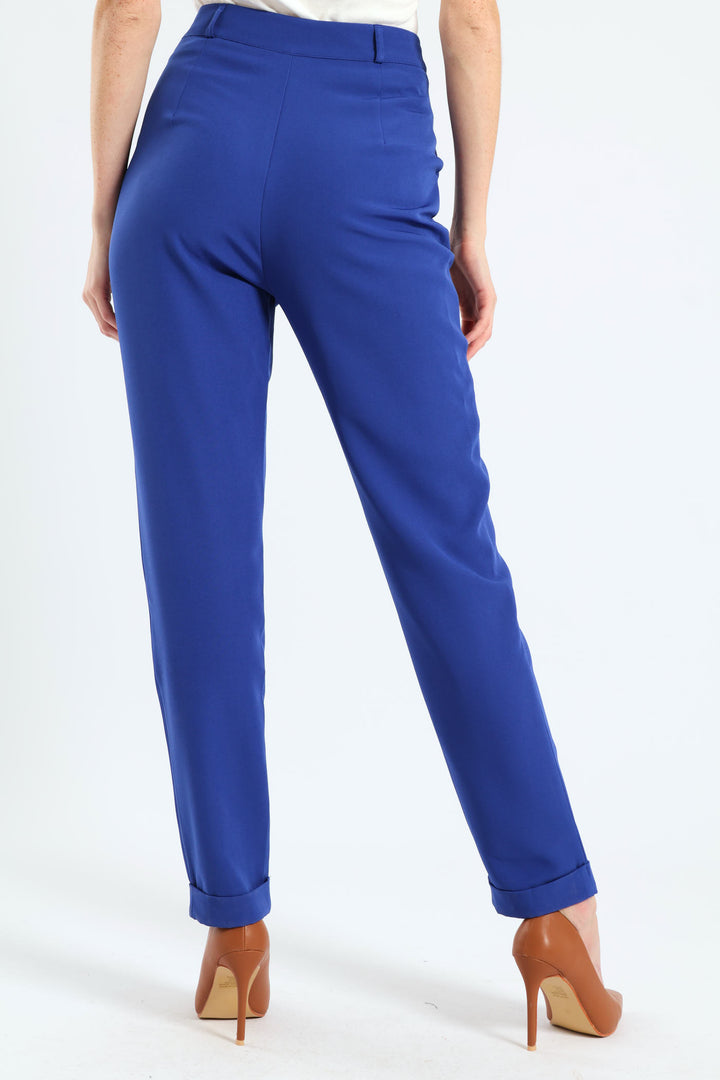 Turn Up Hem Tapered Leg Pant - Cobalt