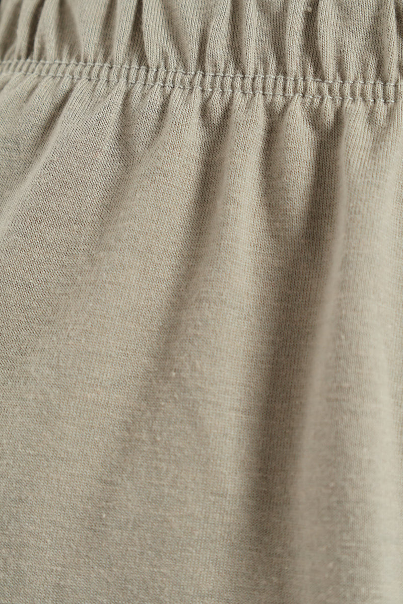 Button Through Knit Short Set With Scrunchie - Fatigue