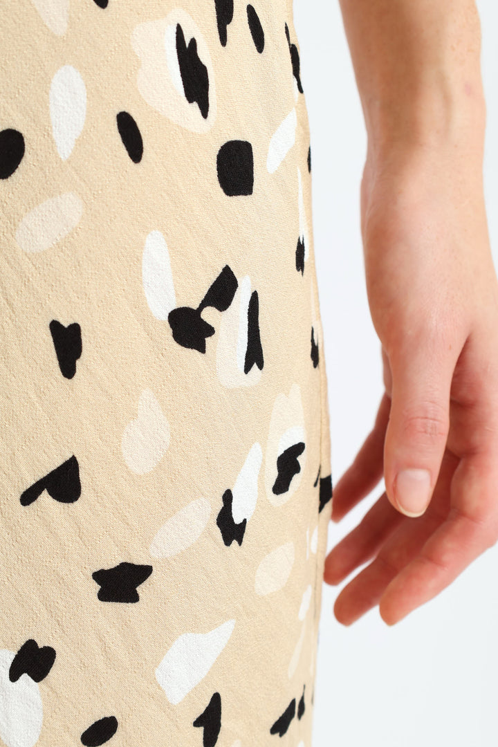 Pull On Bias Cut Midi Skirt - Stone