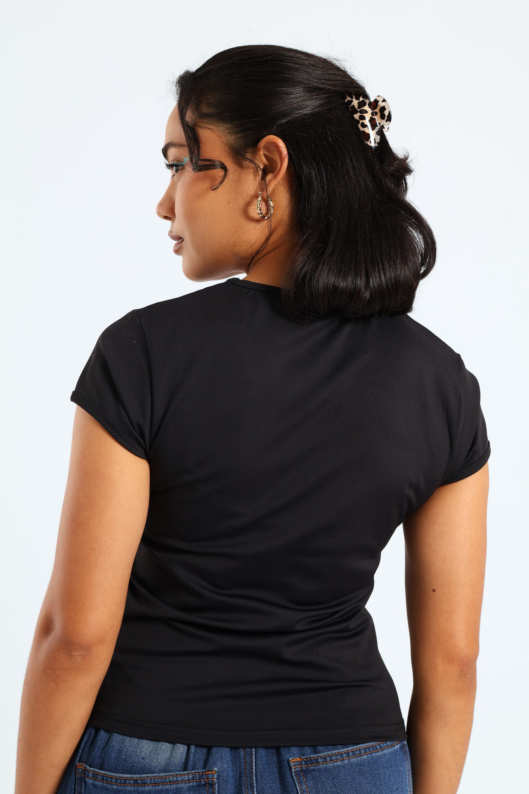 Short Sleeve Skin Tight Tee - Black