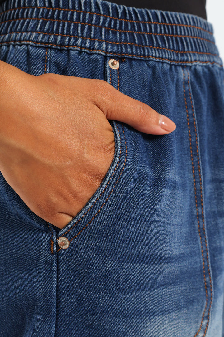 Rolled Hem Cheeky Short - Dark Wash