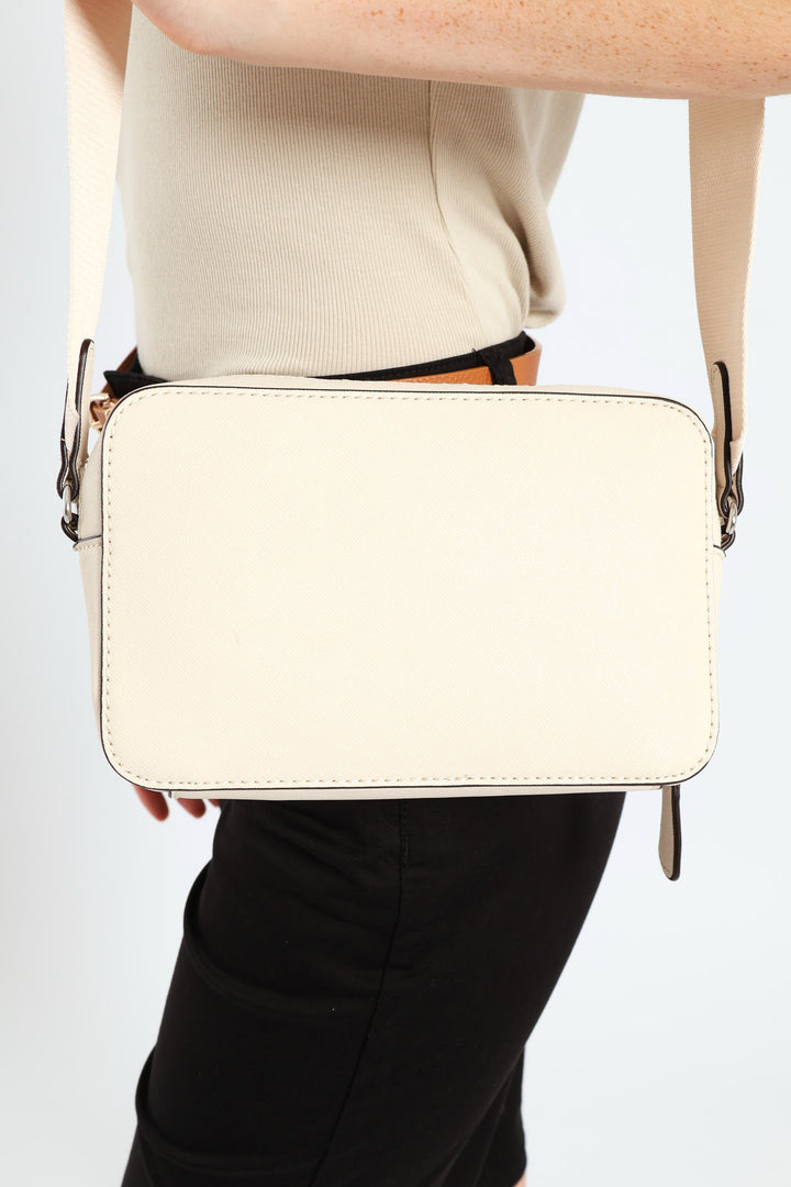 Viviette Mini Double Zip Crossbody Bag - Oatmeal