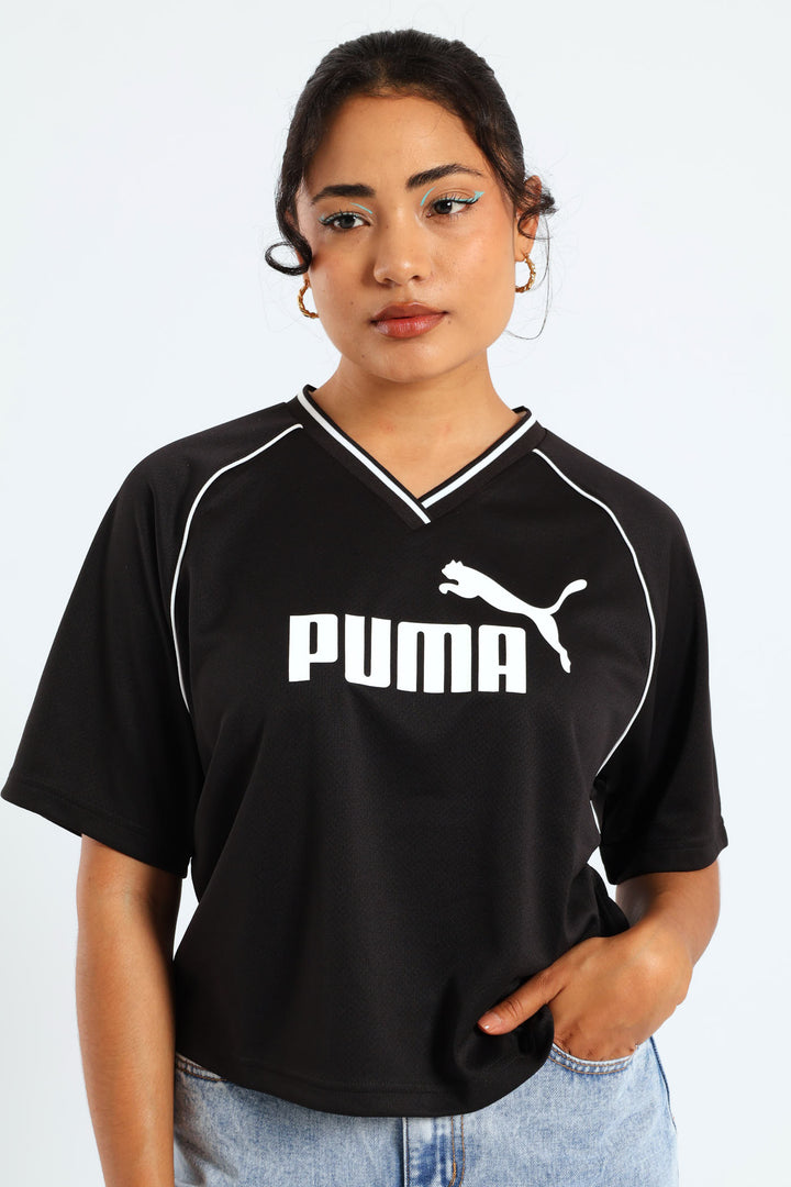 Essential Relaxed Cropped Football Jersey - Black