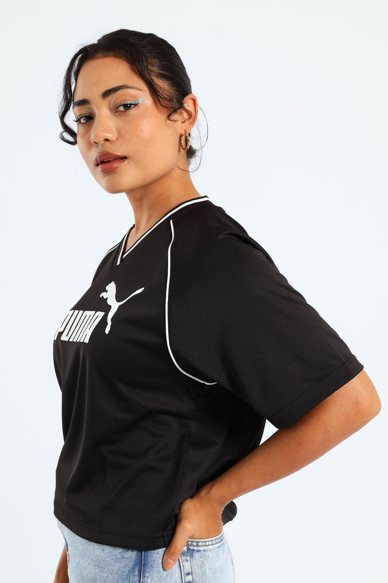 Essential Relaxed Cropped Football Jersey - Black
