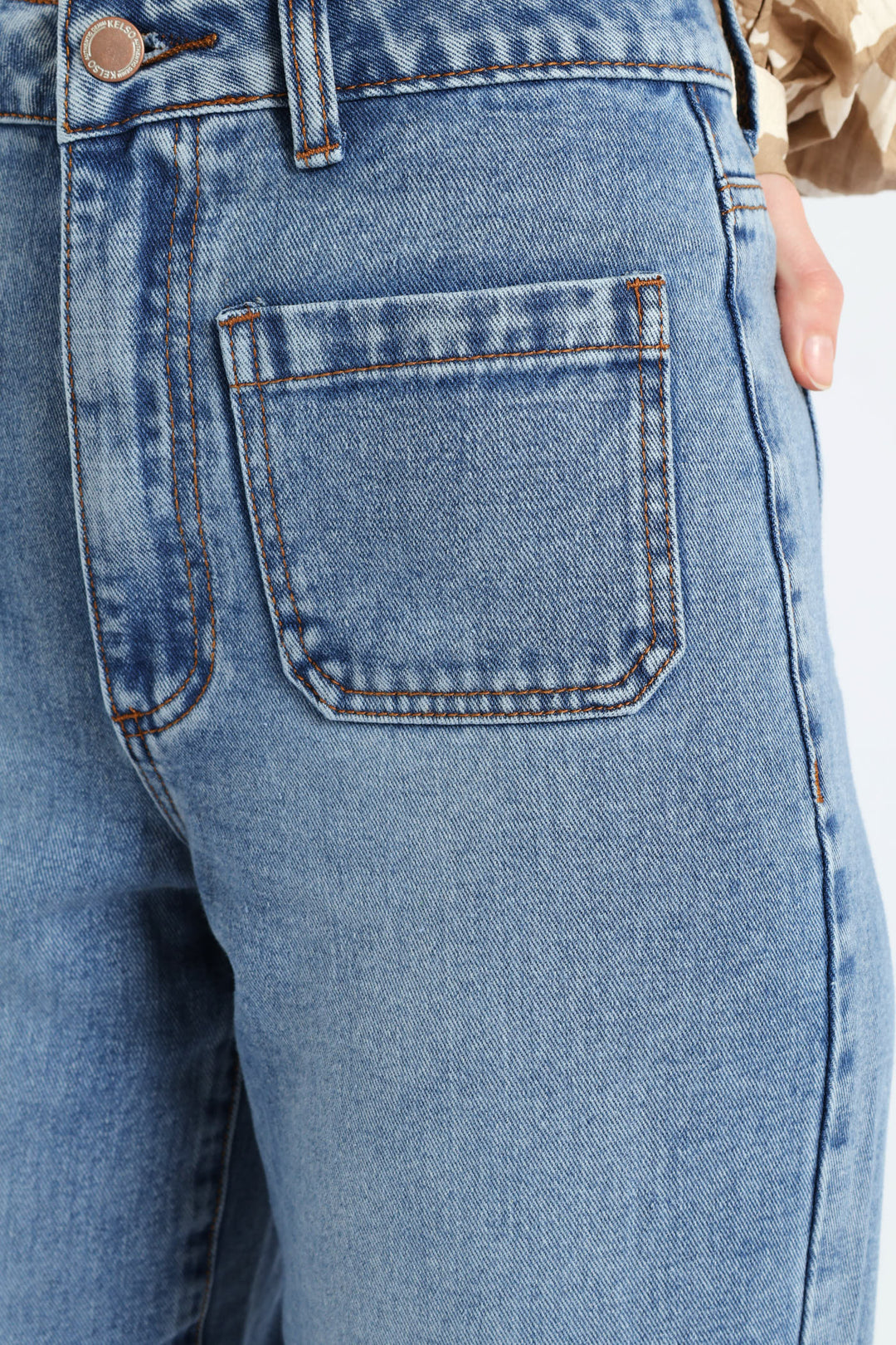 Wide Hem Cropped Wide Leg Denim - Mid Wash