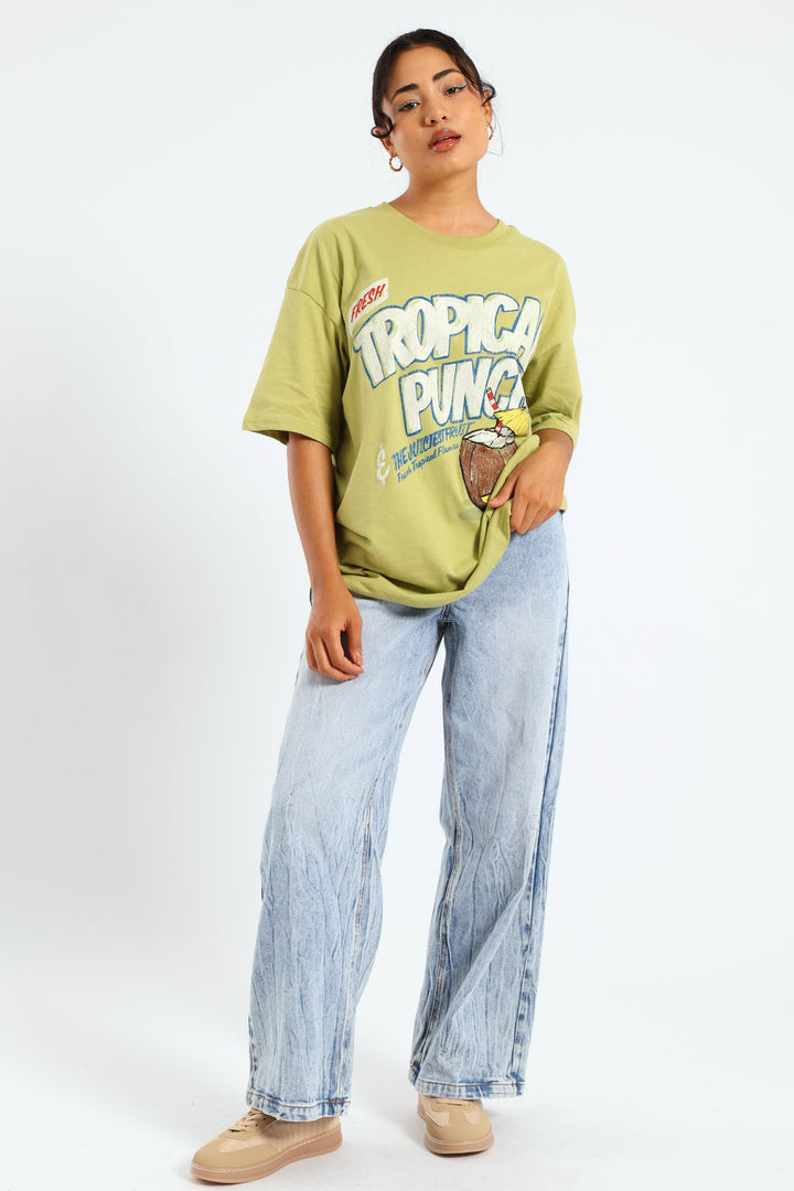 Oversized Tropical Tee - Green
