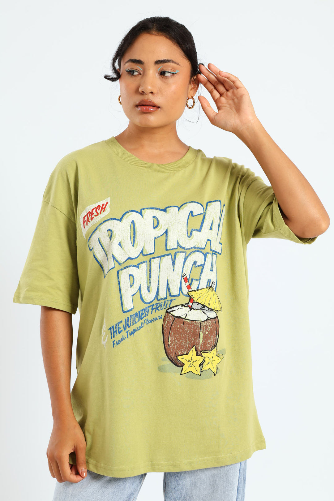 Oversized Tropical Tee - Green