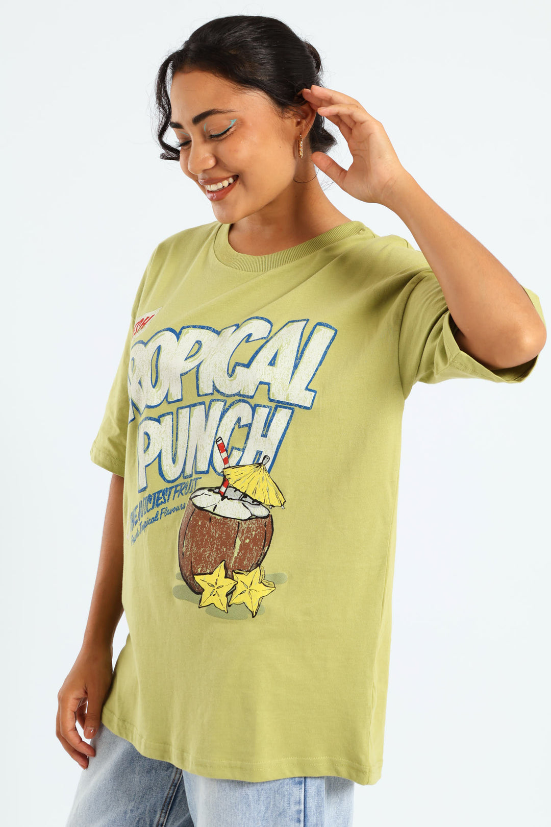 Oversized Tropical Tee - Green