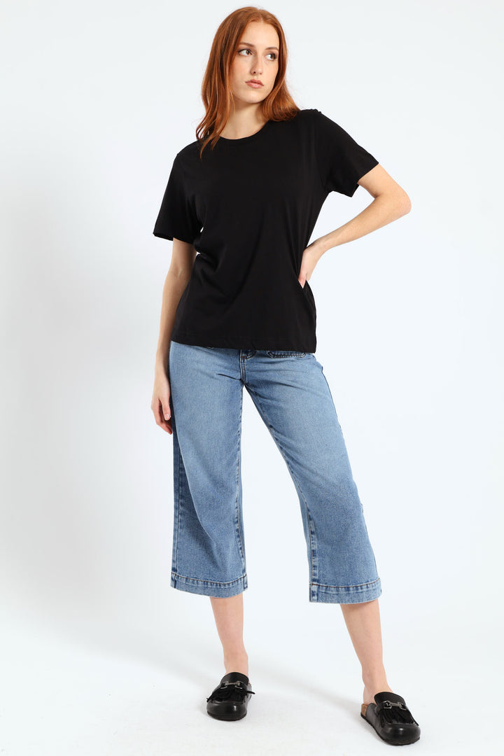 Cotton Boxy Tee - Black