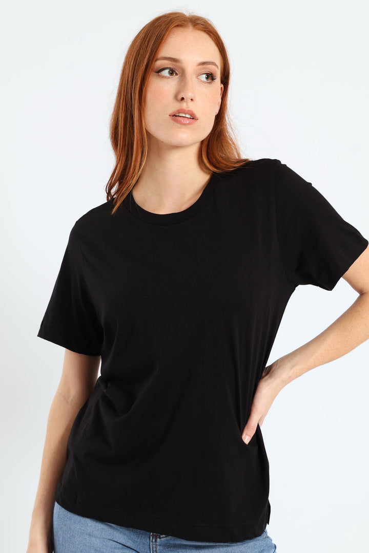 Cotton Boxy Tee - Black
