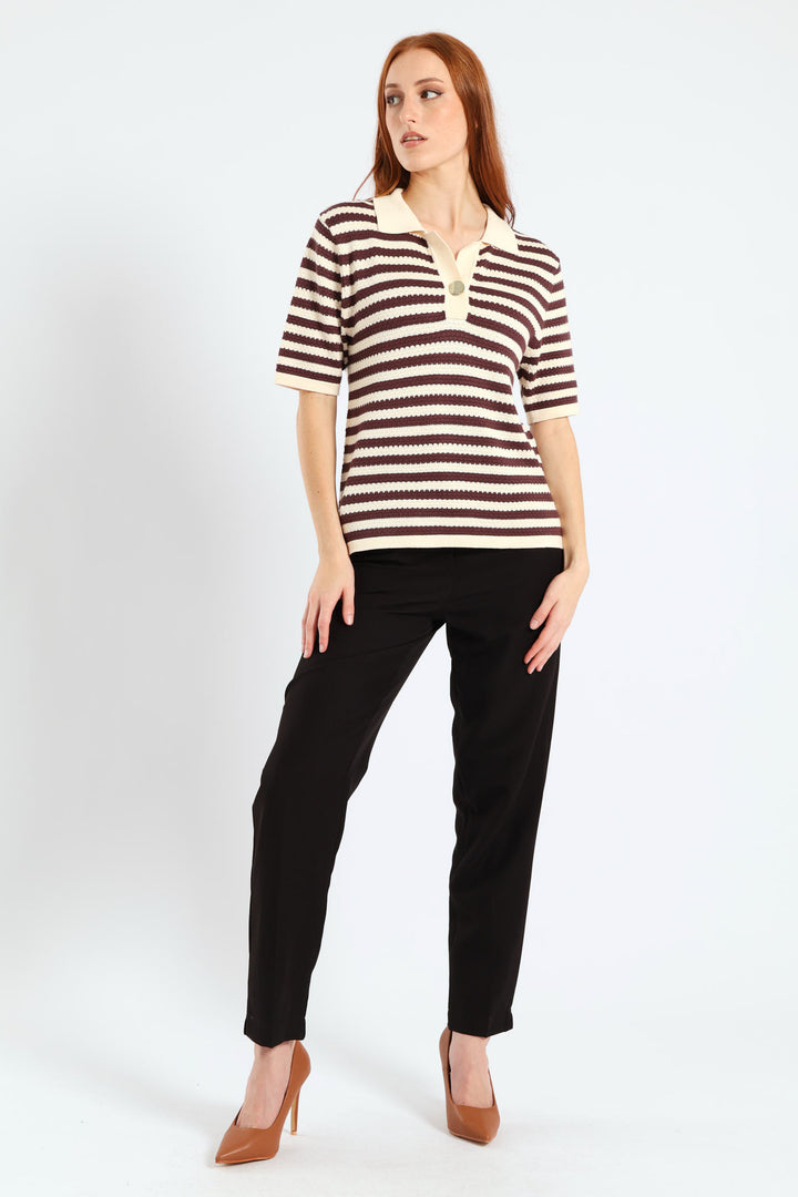 Short Sleeve Monochrome Golfer - Chocolate