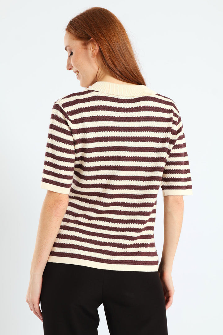 Short Sleeve Monochrome Golfer - Chocolate