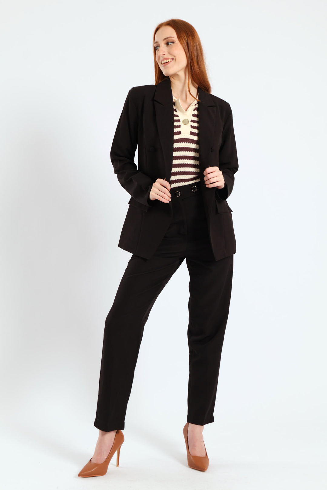 Double Notch Hem Blazer - Black