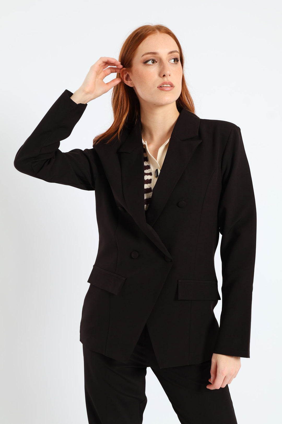 Double Notch Hem Blazer - Black