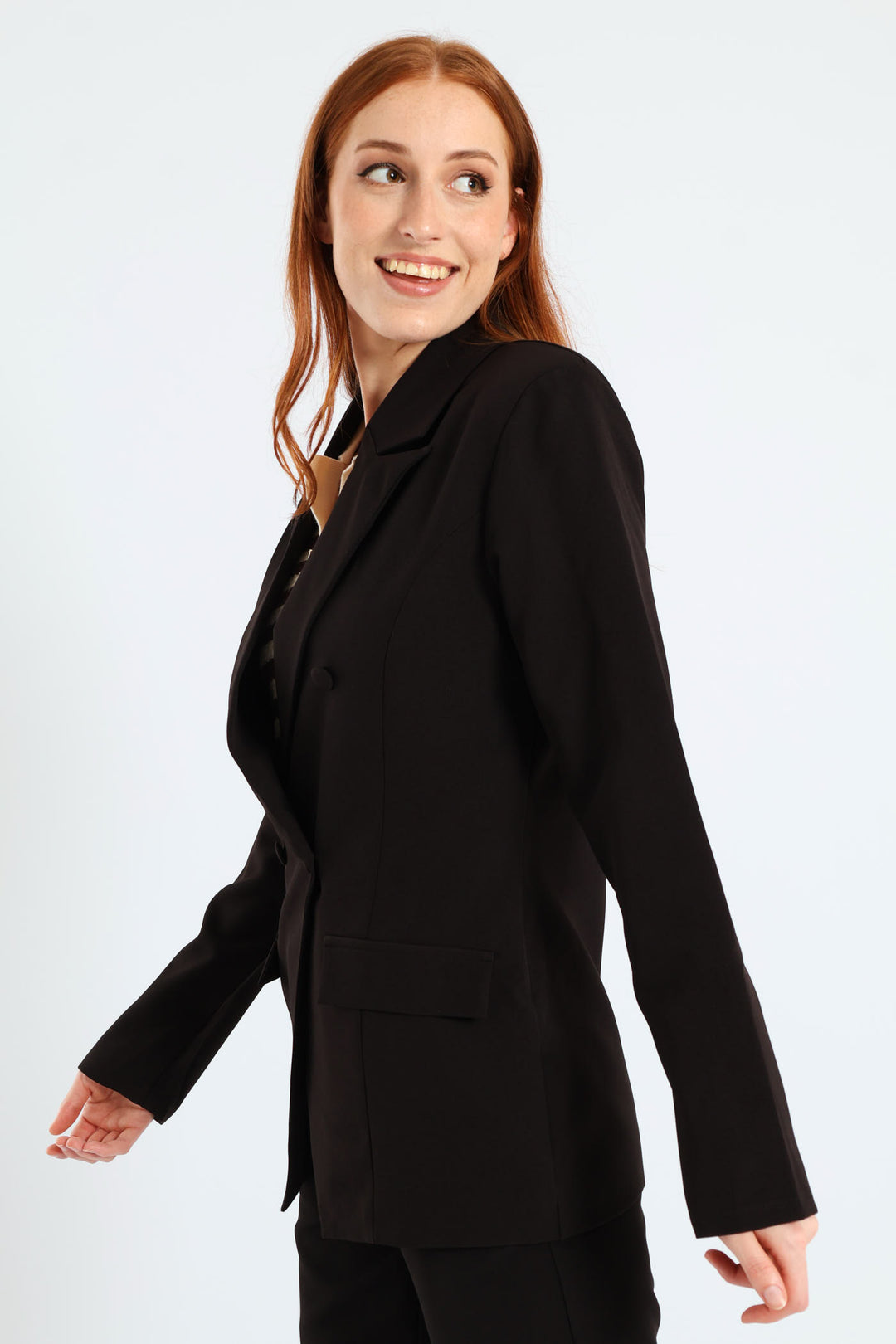 Double Notch Hem Blazer - Black
