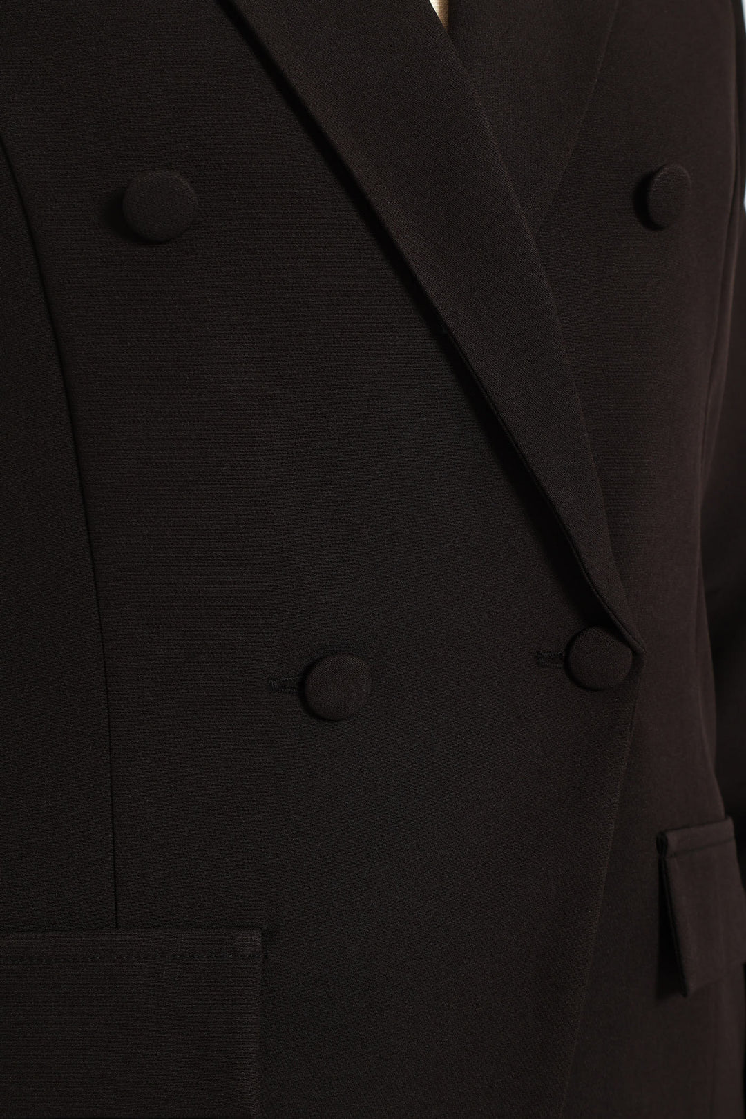Double Notch Hem Blazer - Black