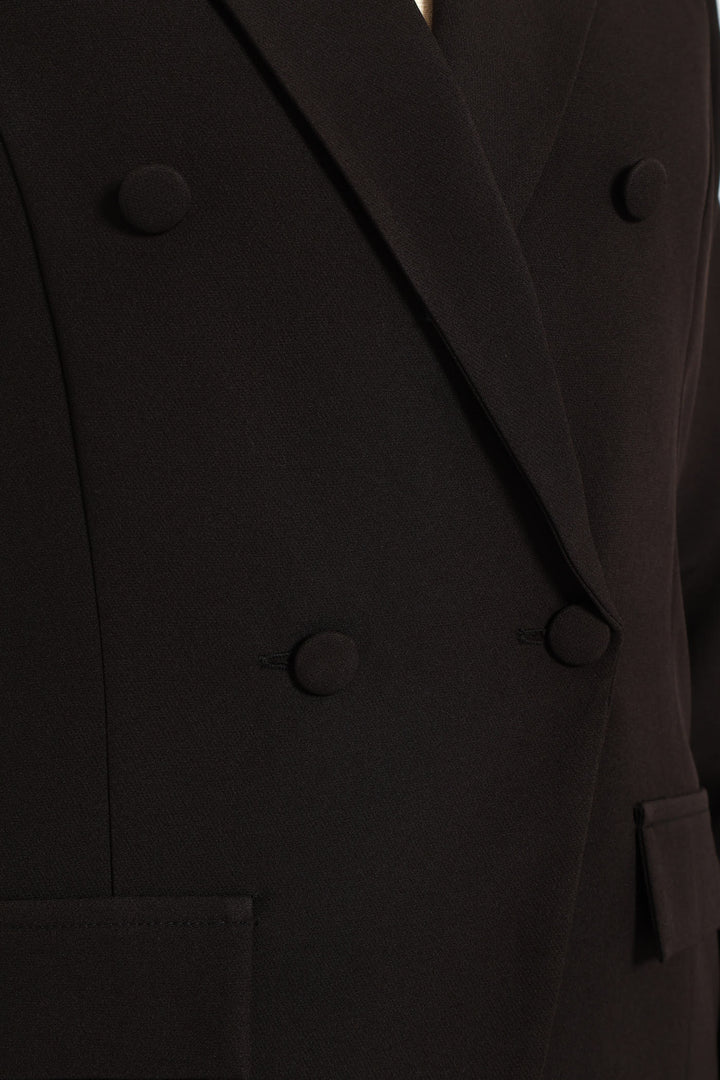 Double Notch Hem Blazer - Black