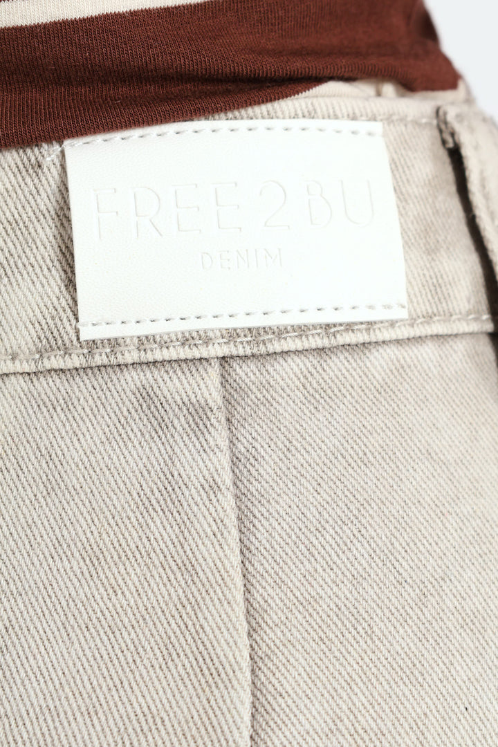 Utility String Denim Mini Skirt - Grey