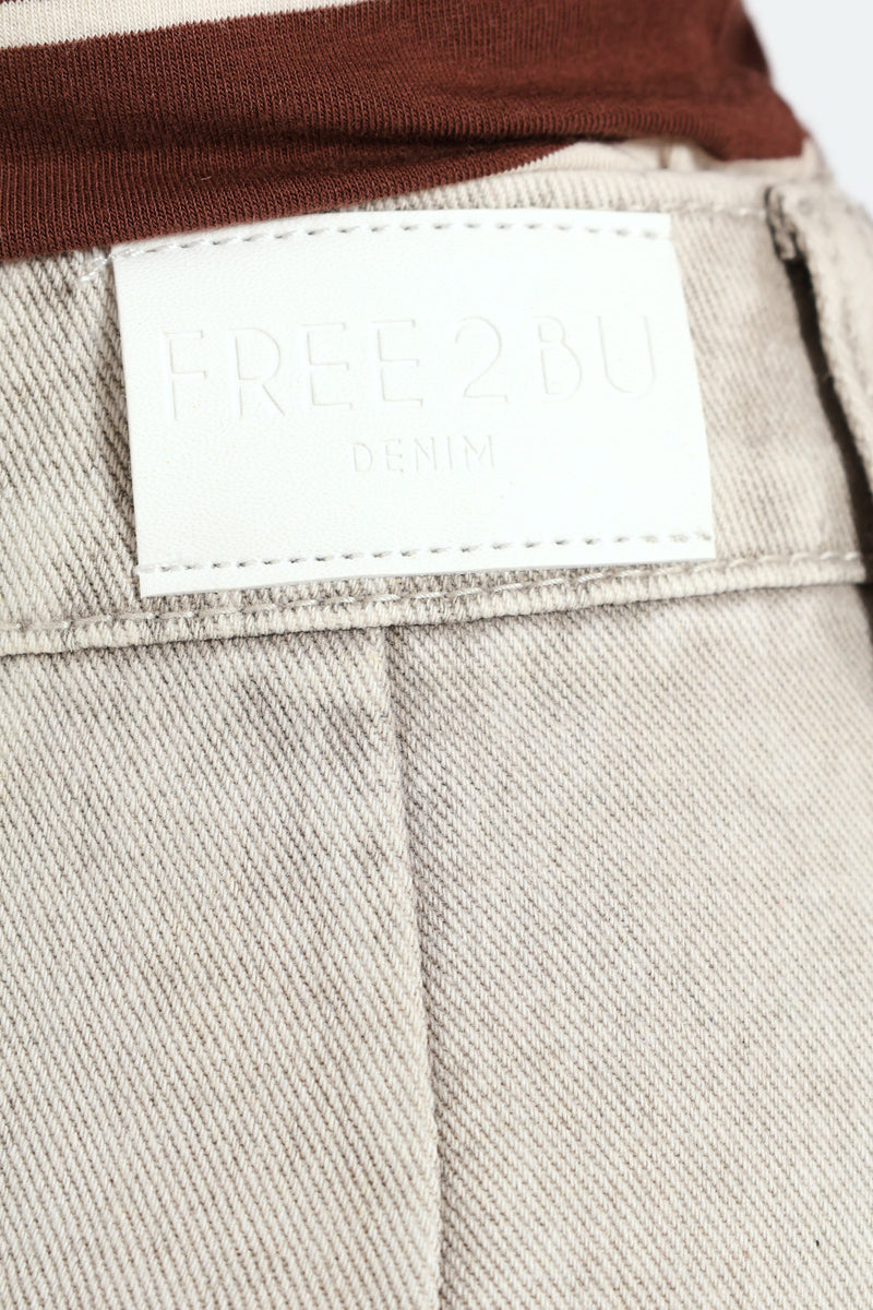 Utility String Denim Mini Skirt - Grey