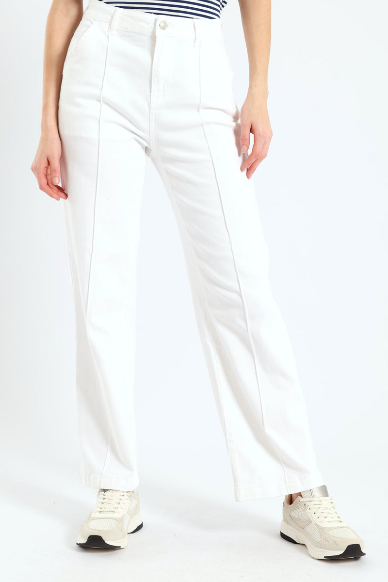 Pinched Seam Wide Leg Jean - Off White