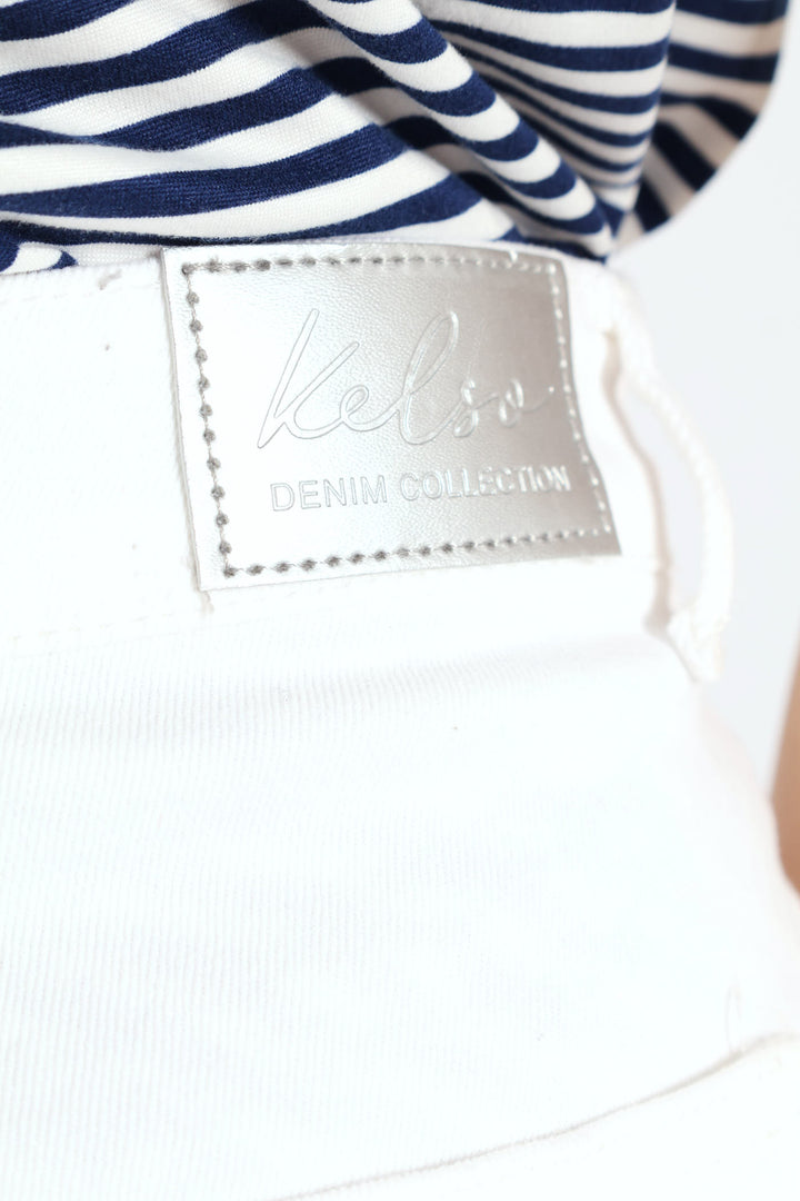 Pinched Seam Wide Leg Jean - Off White