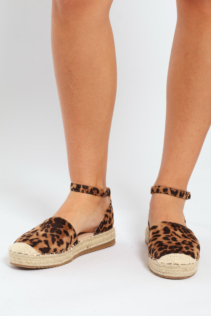 Ankle Strap Espadrille Sandal - Animal Print
