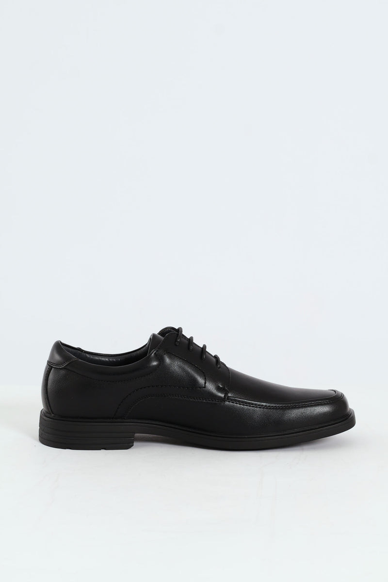 Lace Up Square Toe Formal Shoe - Black