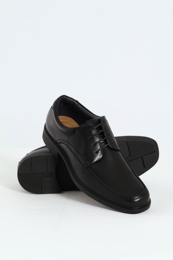 Lace Up Square Toe Formal Shoe - Black