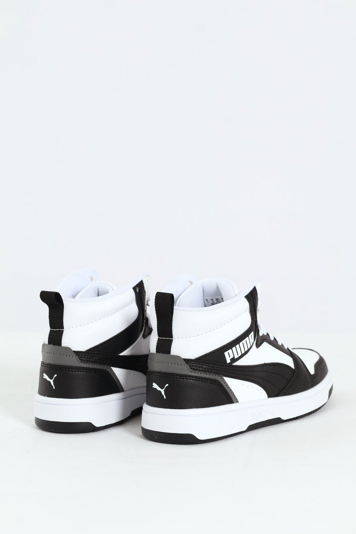 Boys Rebound V6 Mid Sneaker - White/Black