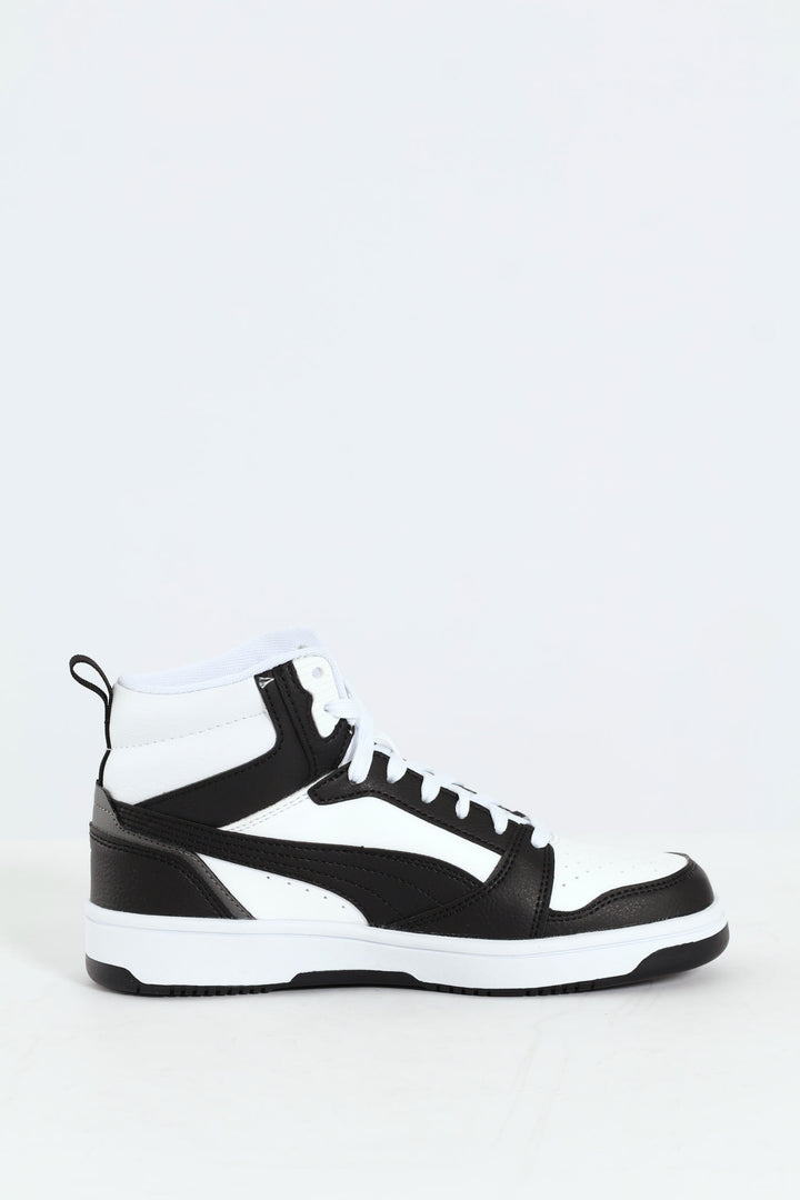 Boys Rebound V6 Mid Sneaker - White/Black