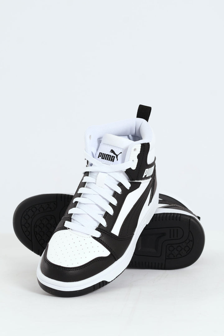 Boys Rebound V6 Mid Sneaker - White/Black