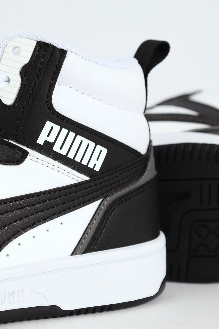 Boys Rebound V6 Mid Sneaker - White/Black