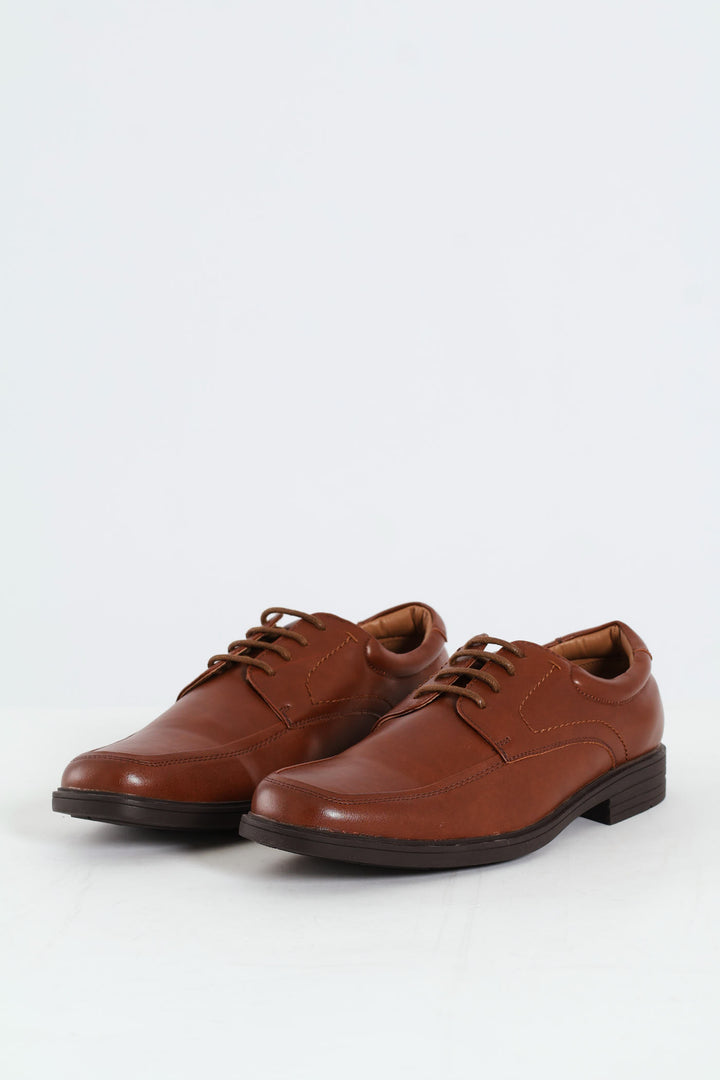 Lace Up Square Toe Formal Shoe - Brown