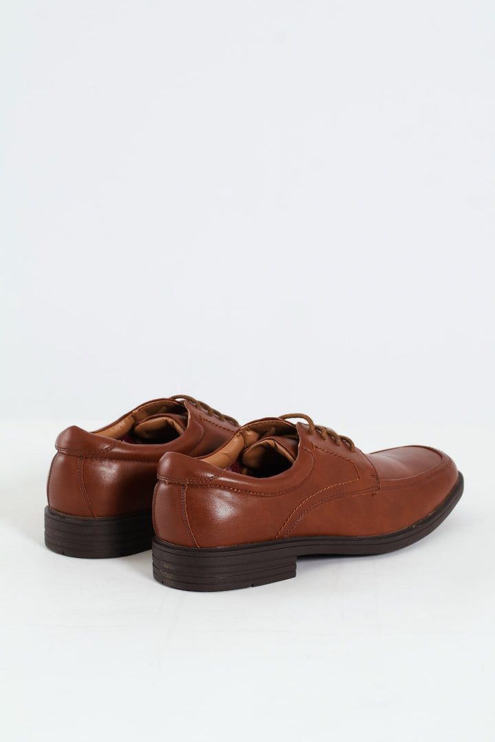 Lace Up Square Toe Formal Shoe - Brown