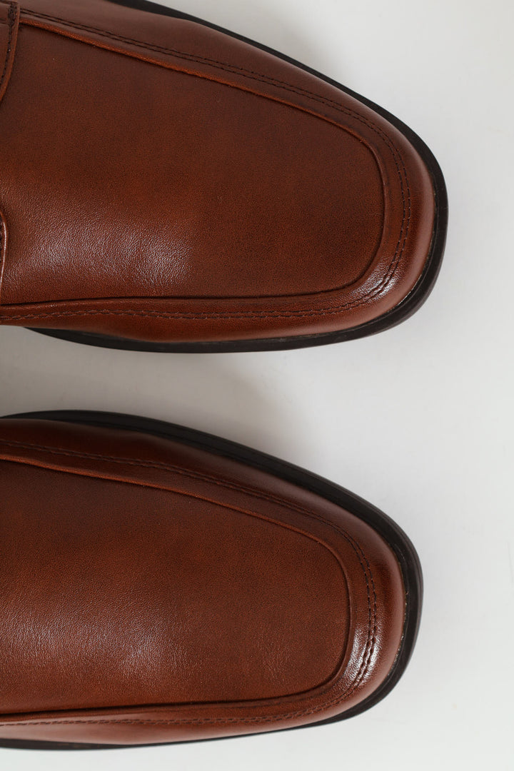 Lace Up Square Toe Formal Shoe - Brown