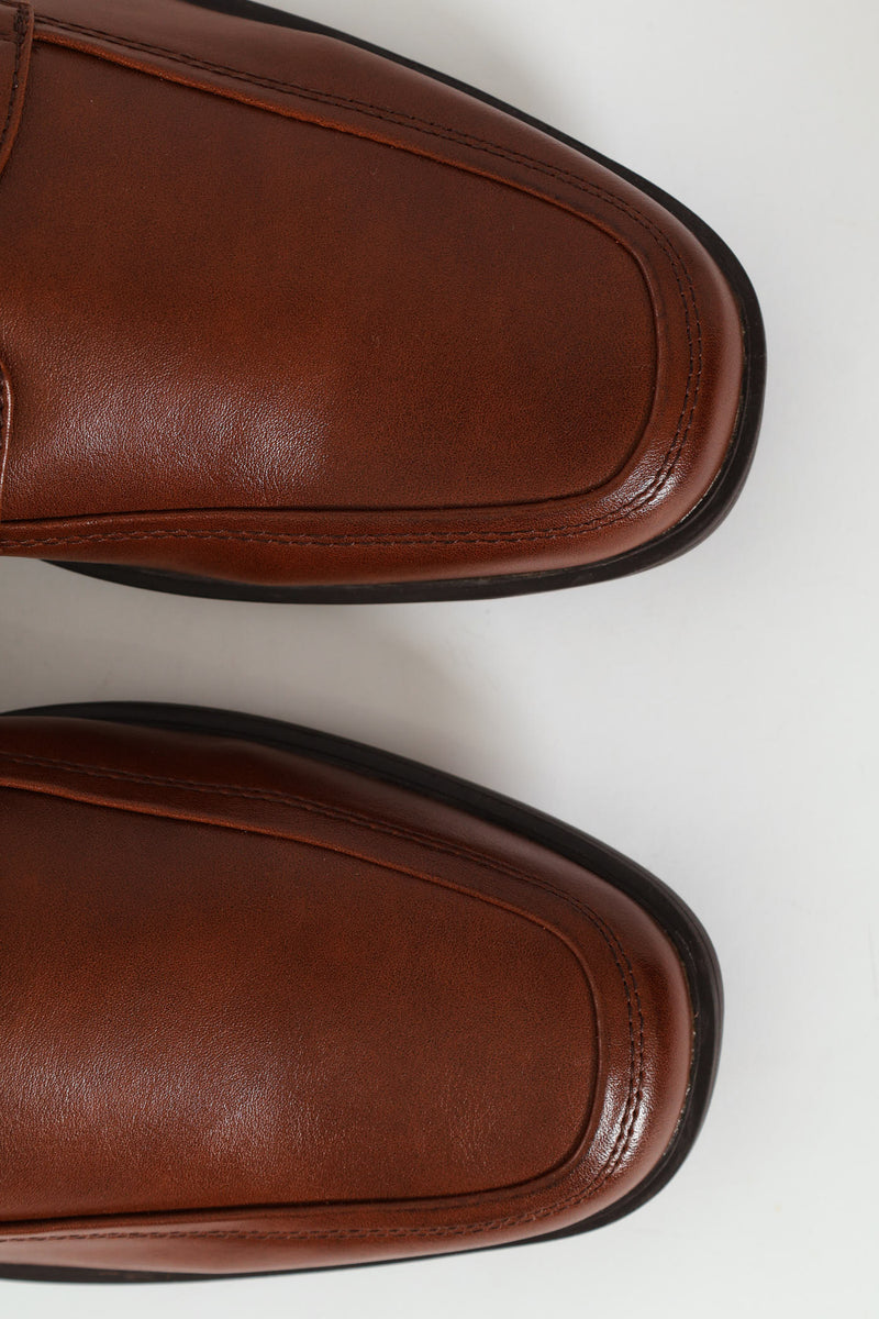 Lace Up Square Toe Formal Shoe - Brown