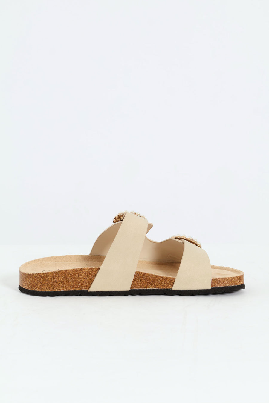 Ladies Pearl Buckle Detail Slide - Natural – Edgars