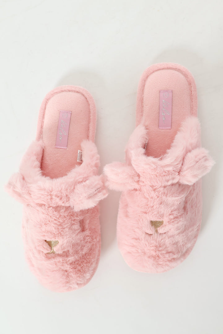 Kat Face Closed Toe Slipper - Pink
