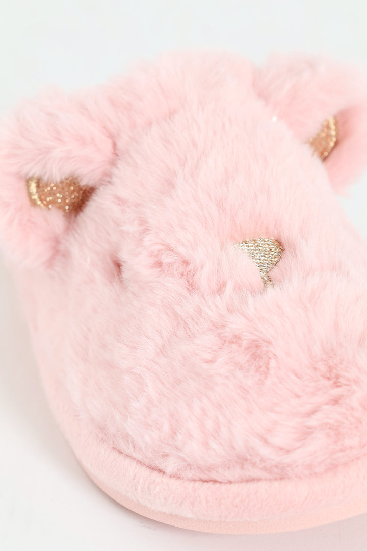 Kat Face Closed Toe Slipper - Pink