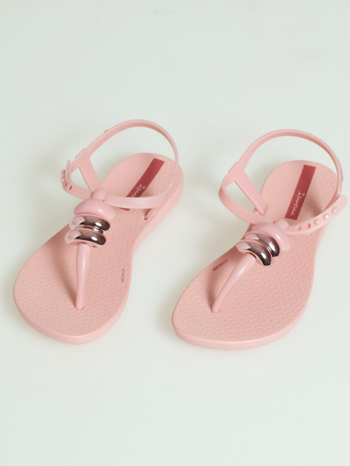 Girls Beaded Thong Sandals - Pink