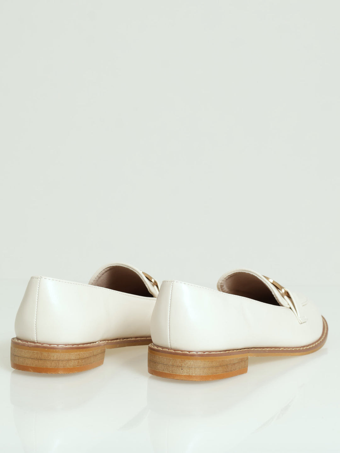 Loafer With Chain Metal Trim - Off White