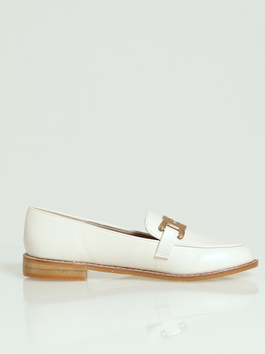 Loafer With Chain Metal Trim - Off White